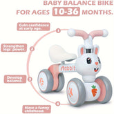 Baby Balance Bike for Toddlers 10–36 Months – Non-Pedal 4-Wheel Ride-On Toy for Boys & Girls