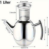 1.5L Stainless Steel Teapot with Infuser – Portable Tea Maker for Camping, Travel, Office, Silver