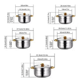 5-Piece Stainless Steel Cookware Set with Glass Lids – Induction Compatible, Durable Kitchen Saucepan Set