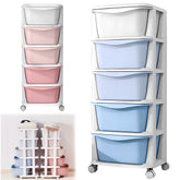 5-Tier Rolling Storage Unit with Stackable Drawers & Baskets, Home Organizer for Books, Toys, Decor