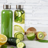 6-Pack 500ml Reusable Glass Bottles with Leakproof Stainless Steel Lids – Juice, Water & Smoothie Bottles