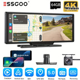ESSGOO 10.26" Wireless Dual-Lens 4K Dash Cam & CarPlayer – Android Auto, Car Stereo, Backup Camer