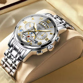 Fashion Men’s Luxury Quartz Watch with Black Dial, Stainless Steel Look, Elegant Business Design