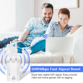 1200Mbps WiFi Extender Booster – Dual-Band Range Extender with Ethernet Port, 5GHz & 2.4GHz