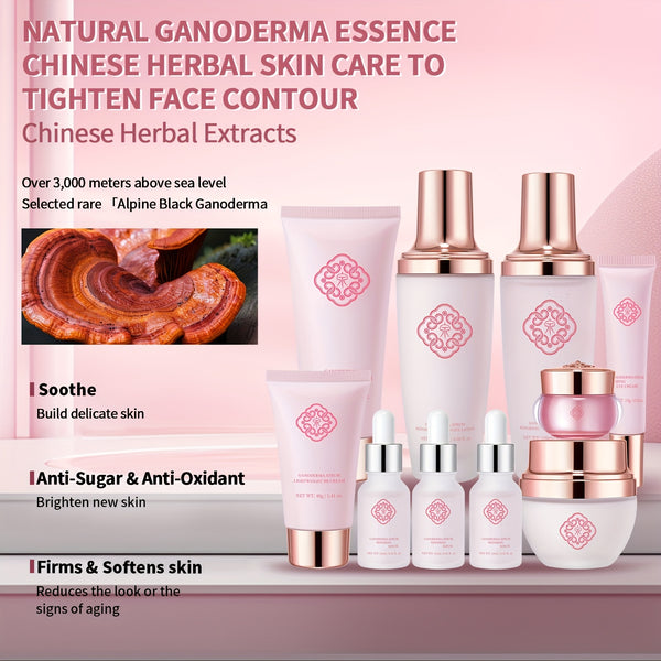 10pcs Anoderma Women’s Skincare Set with Ganoderma & Hyaluronic Acid – Hydrating, Firming & Anti-Wrinkle Care