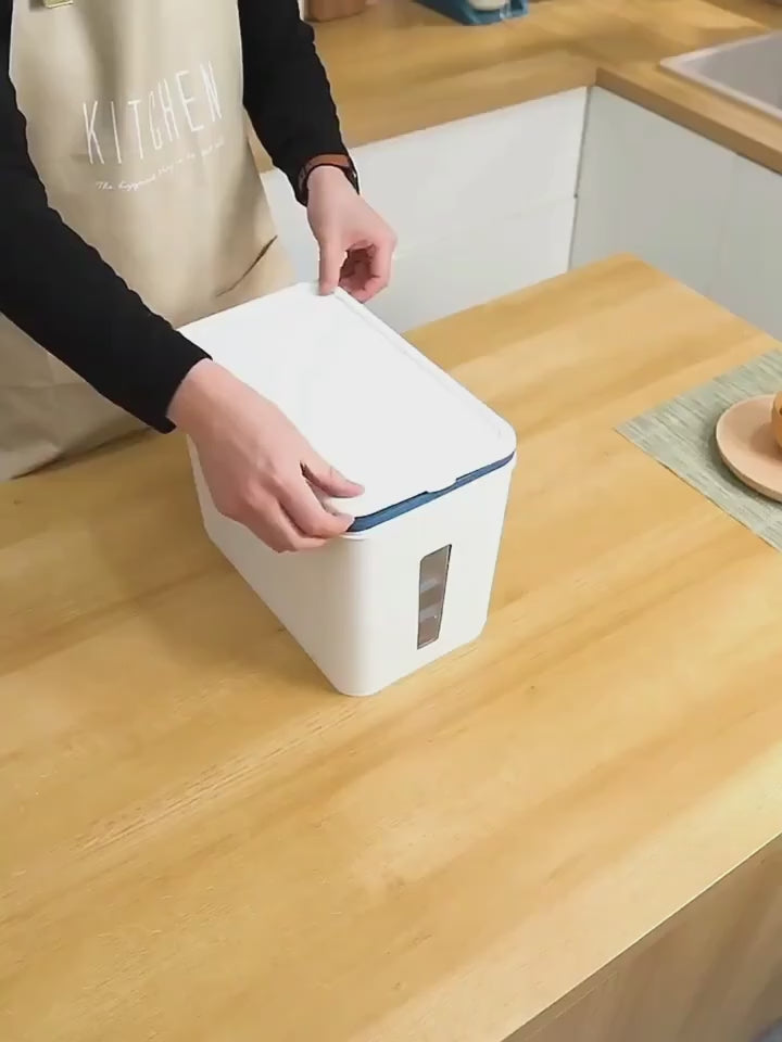 10KG Rice Dispenser Container with Measuring Cup, Airtight Moisture-Proof Grain & Cereal Storage for Kitchen