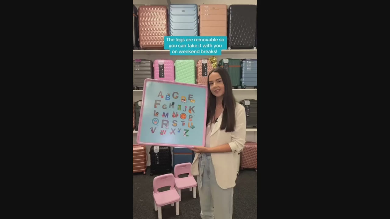 Trendi ABC Alphabet Table & Chair Set for Kids – Red & Blue Plastic Furniture for Learning & Play
